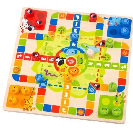 2 IN 1 WOODEN BOARD GAME - LUDO, SNAKES AND LADDERS - Dosylane