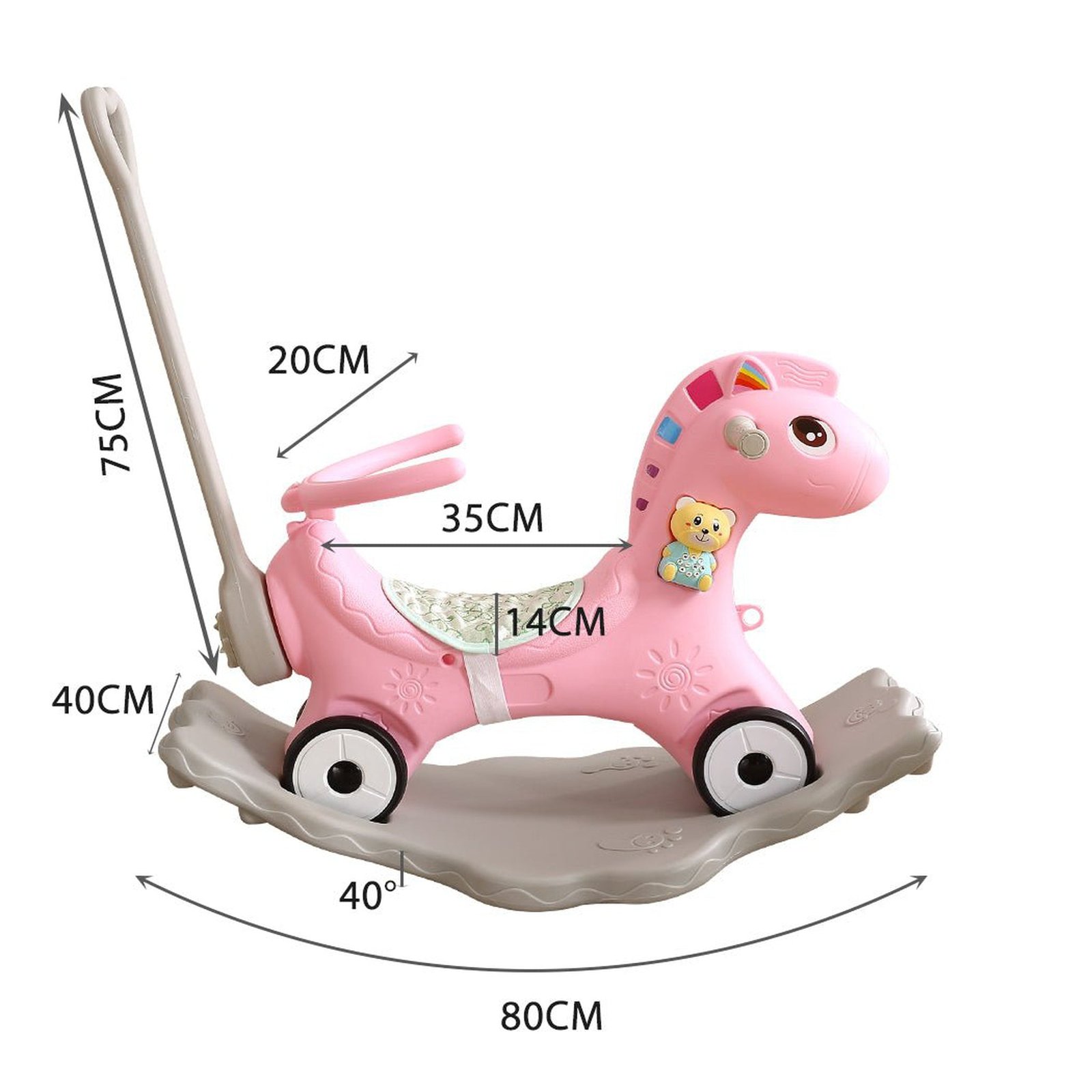 4-in-1 Baby Rocking Horse Ride On Toy - Pink - Dosylane