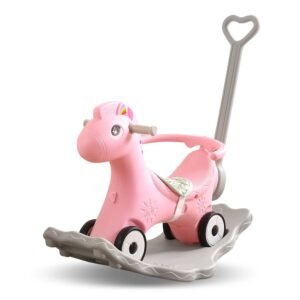 4-in-1 Baby Rocking Horse Ride On Toy - Pink - Dosylane