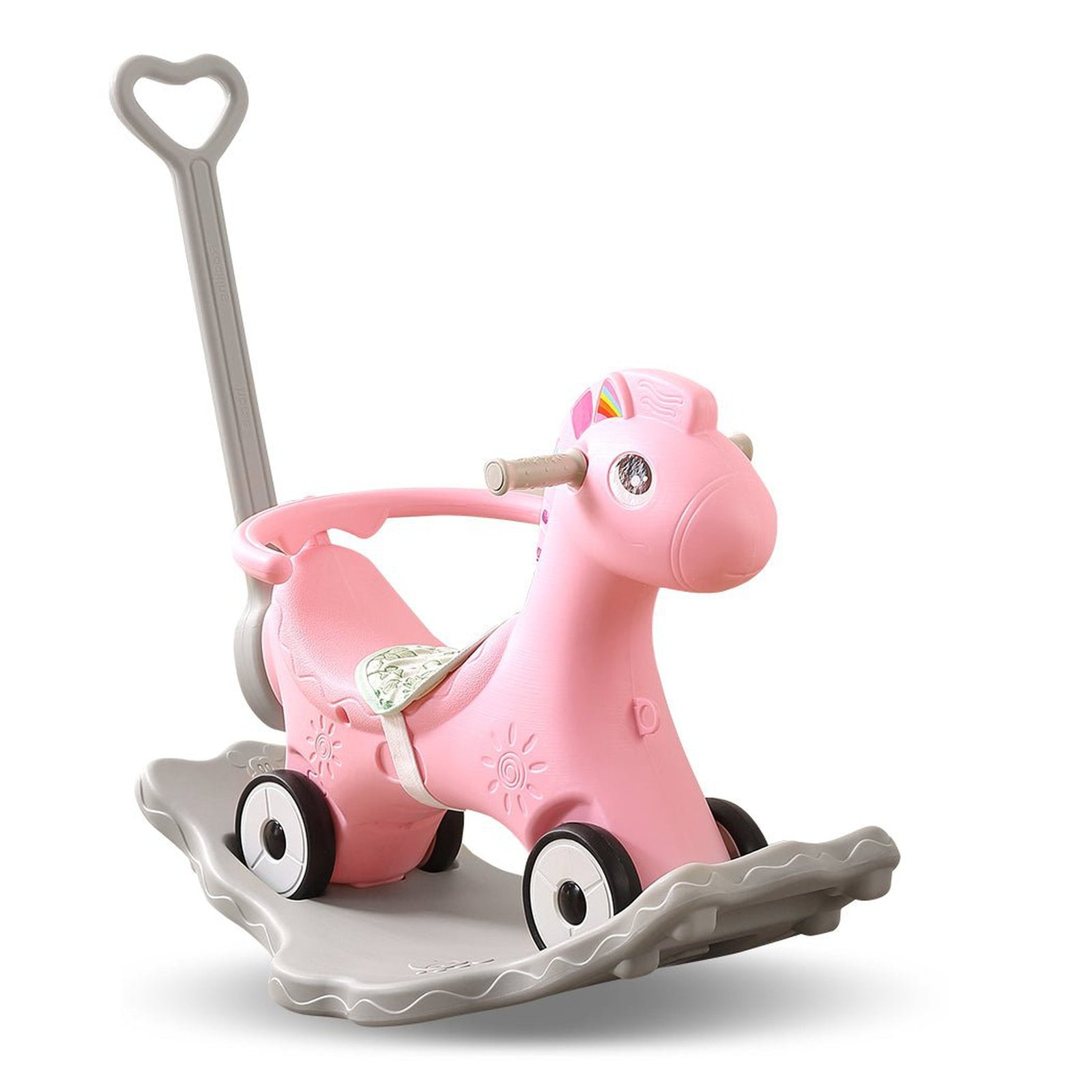 4-in-1 Baby Rocking Horse Ride On Toy - Pink - Dosylane