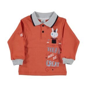 Algy Mini Baby Boy Long Sleeve Cotton Polo Shirt - Dosylane