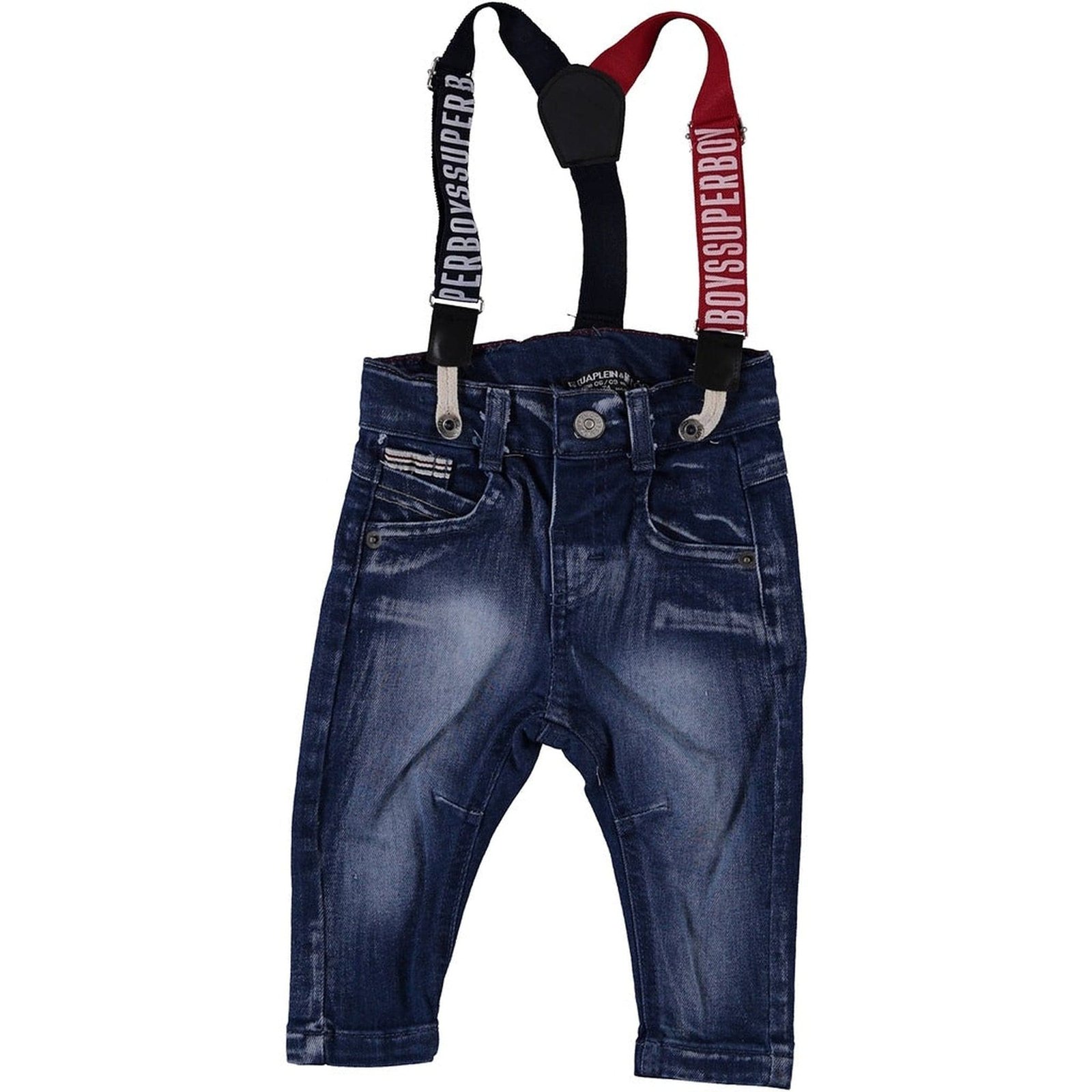 Baby Boy Denim Trousers with Suspenders - Blue - Dosylane