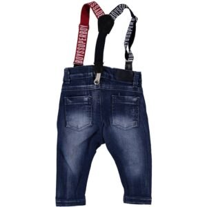 Baby Boy Denim Trousers with Suspenders - Blue - Dosylane