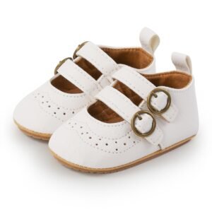 Baby Girls Retro Leather Shoes - White - Dosylane