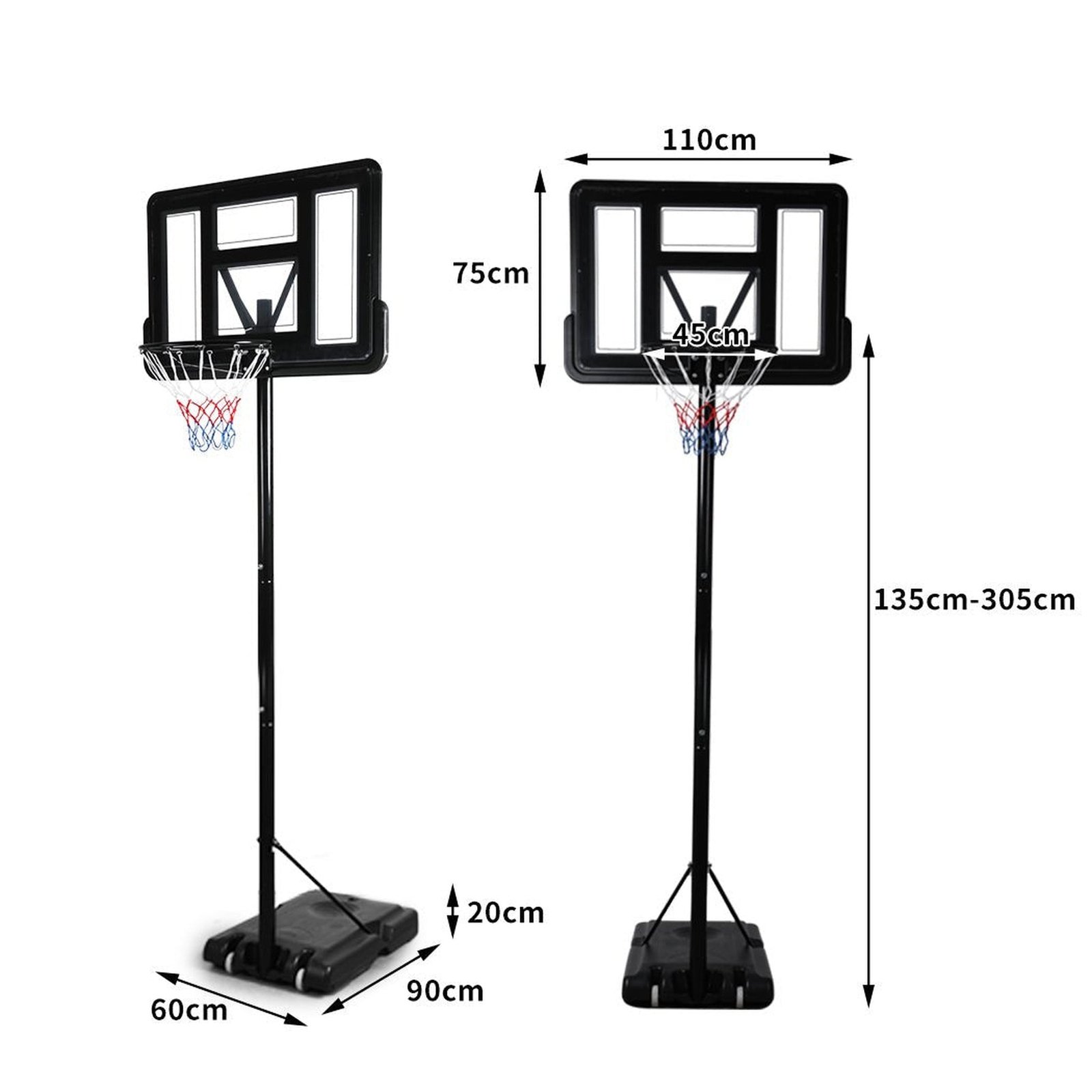 Basketball Hoop Stand System 3.05M Height Adjustable - Dosylane