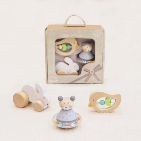 CALM & BREEZY BABY GIFT SET BUNNY BIRD BEAR 3PCS - Dosylane