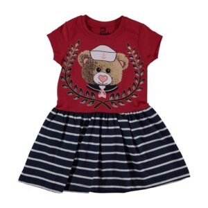 Captain Bear Girls Dress - Red - Dosylane