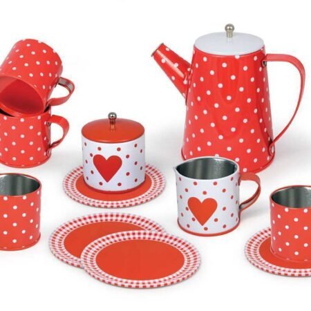 HEART TIN TEA SET WITH MUGS 13PCS - Dosylane