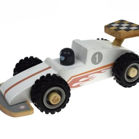 KD WOODEN RACING CAR WHITE - Dosylane