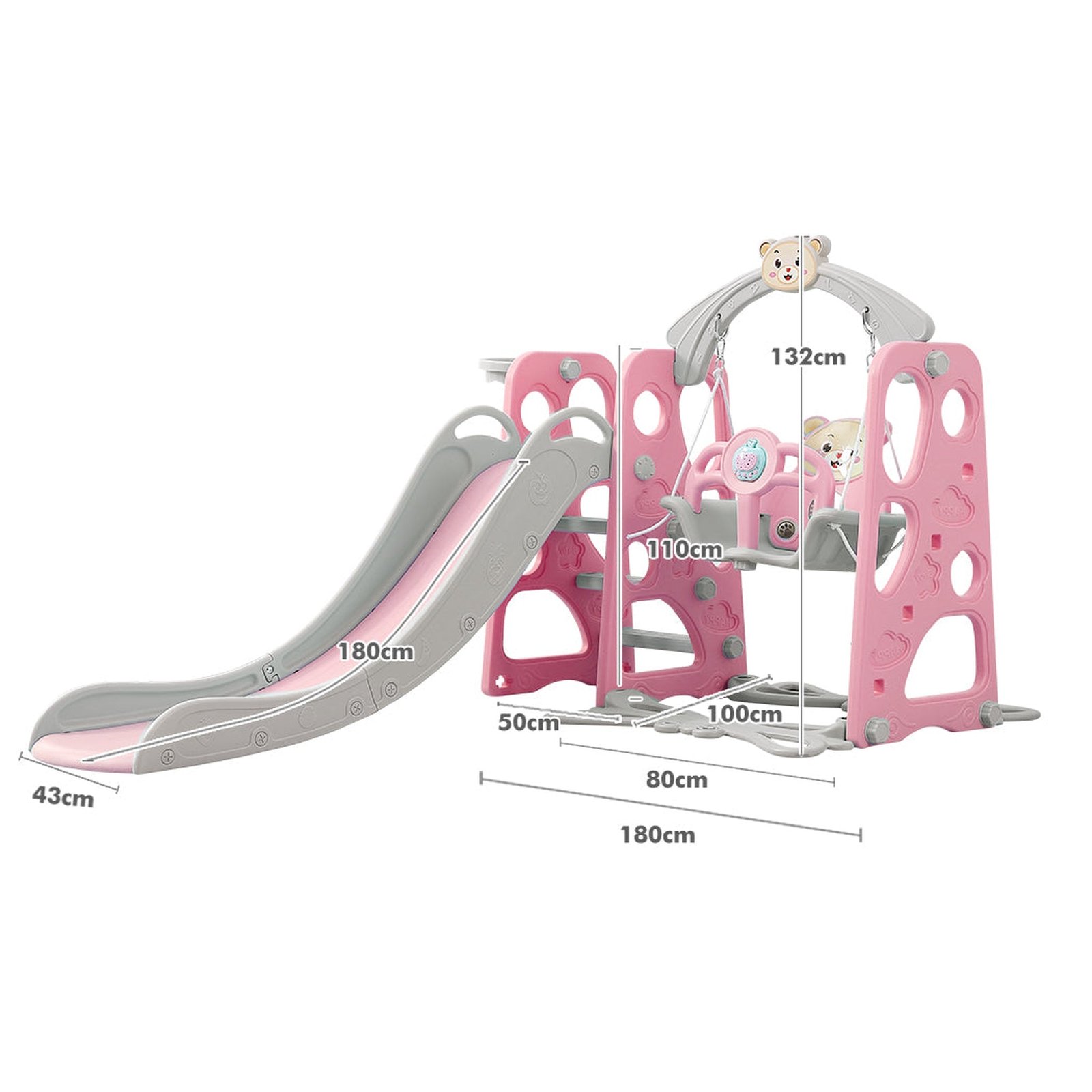 Kids Slide Swing Basketball Activity Center - Pink - Dosylane