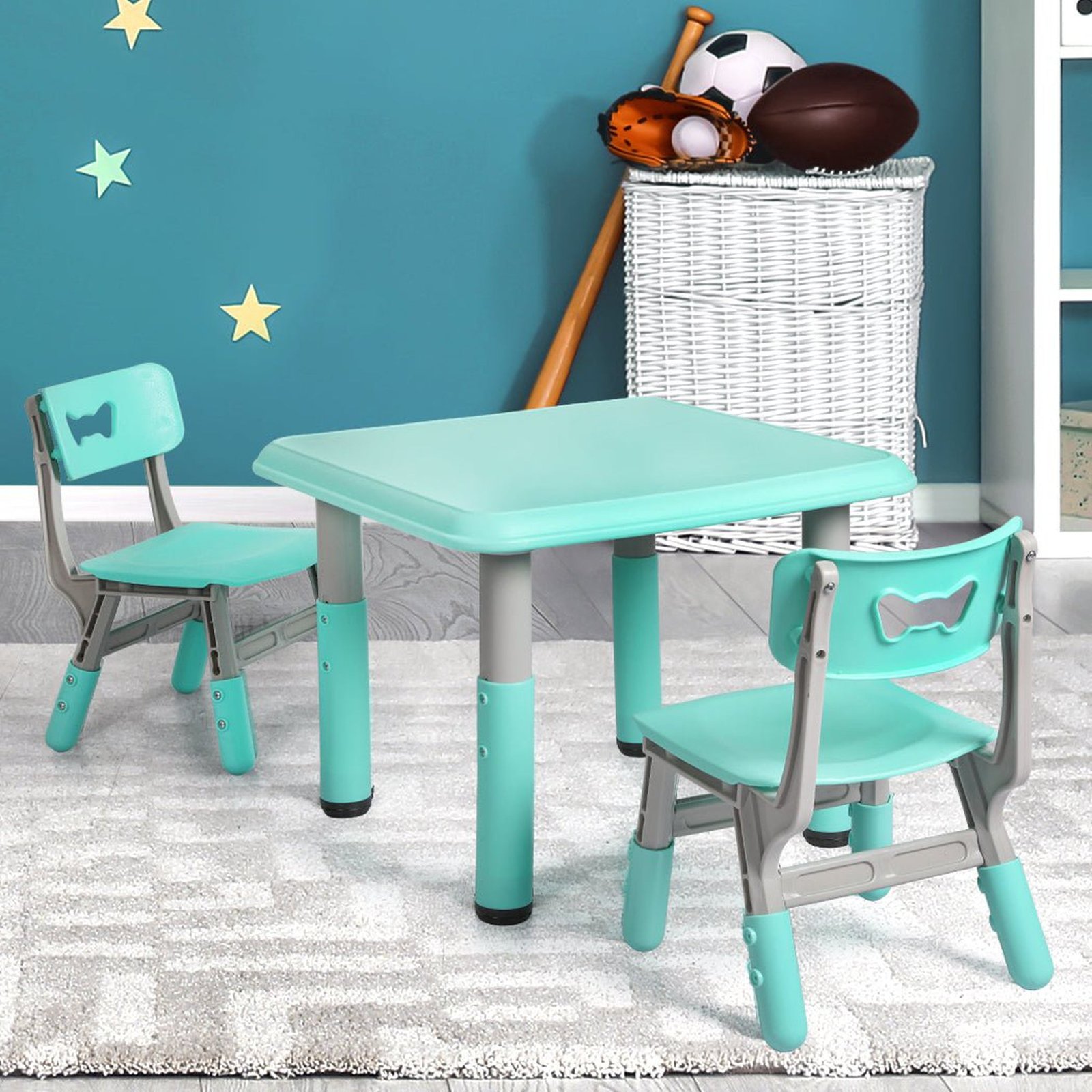 Kids Table and Chairs And Study Desk Set - Blue - Dosylane