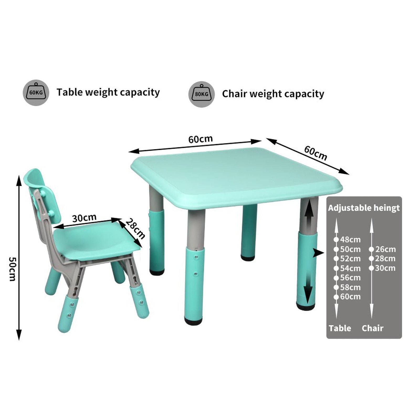 Kids Table and Chairs And Study Desk Set - Blue - Dosylane
