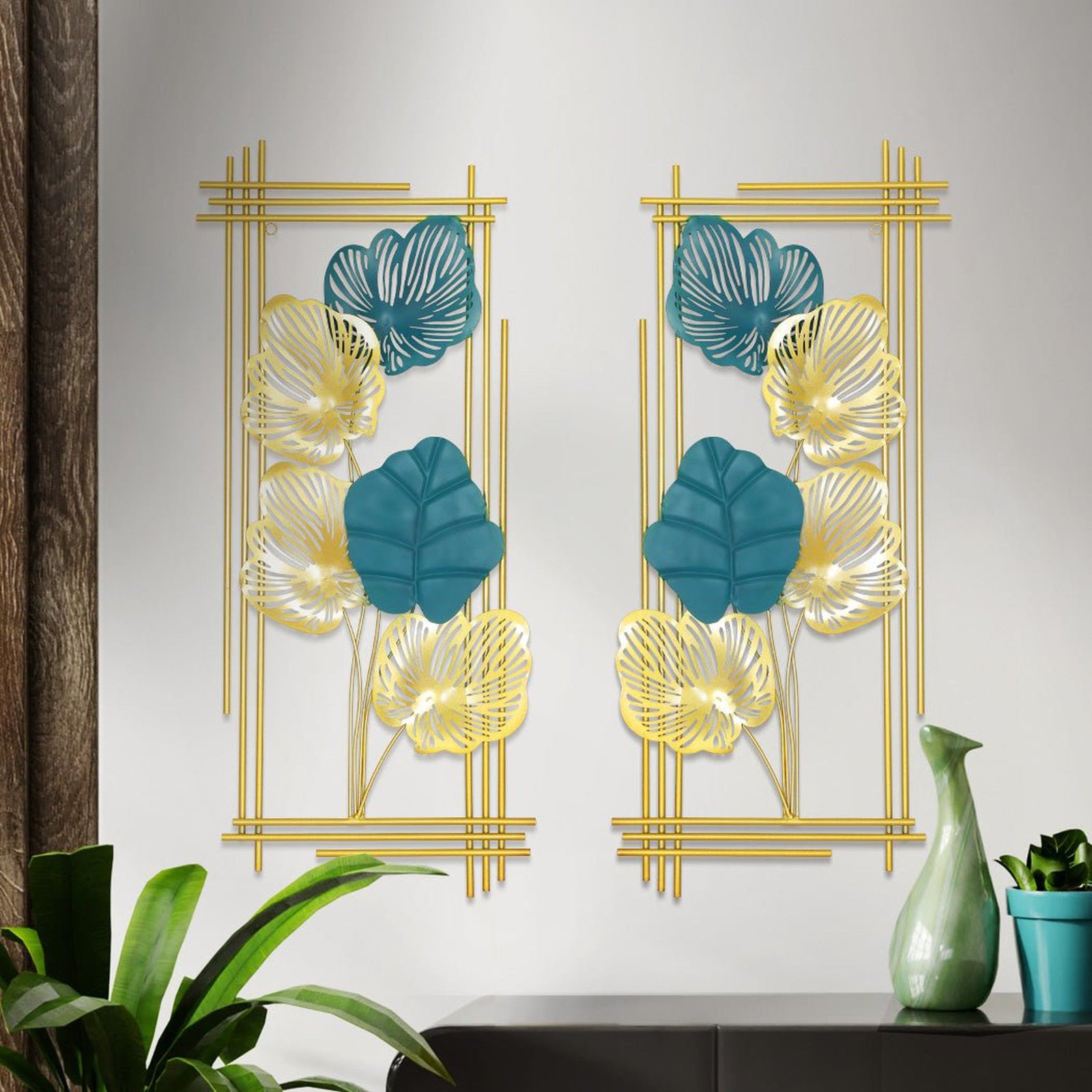 Metal Wall Art Leaf Tree Of Life Pair - Dosylane