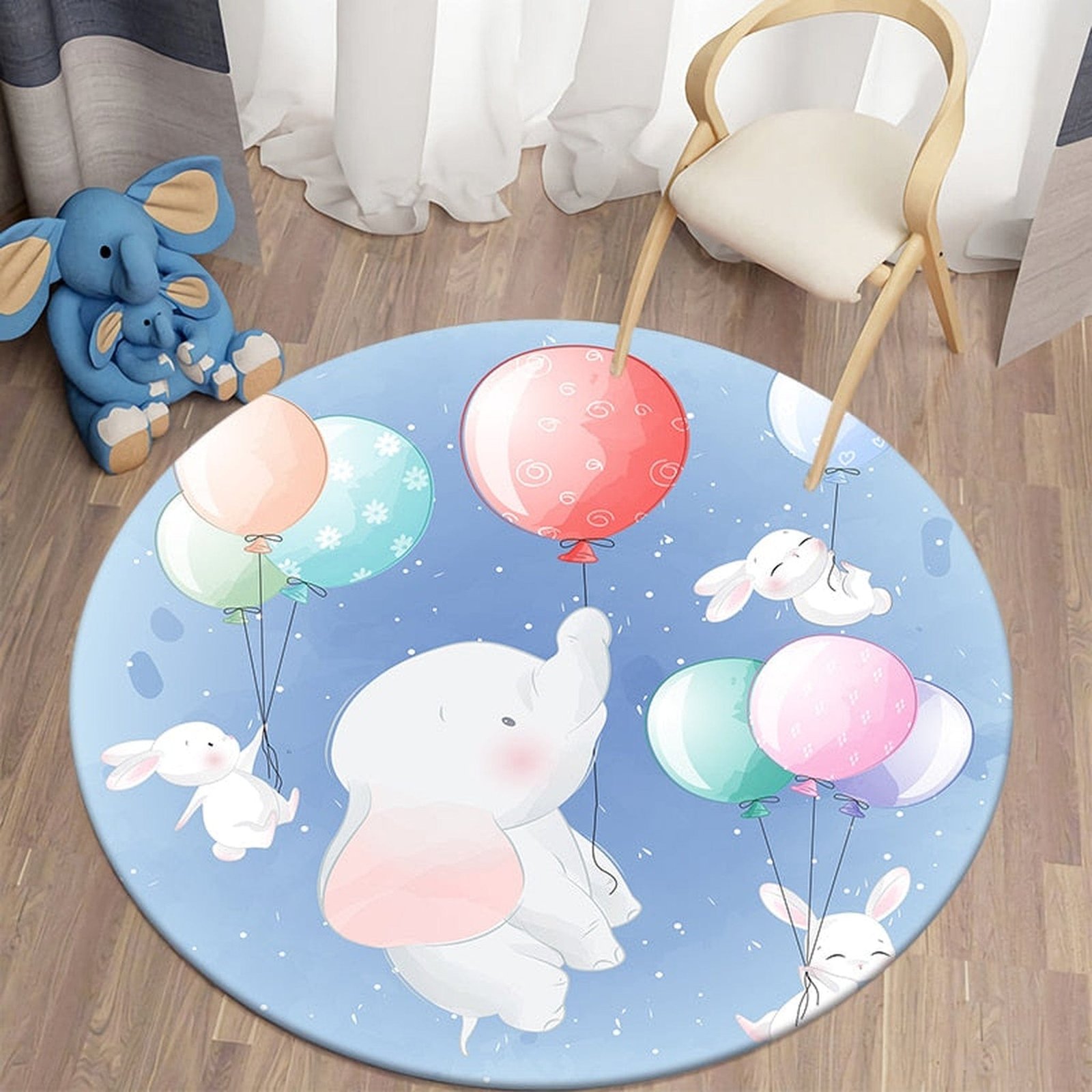 Nursery Animal Printed Cartoon Round Carpet - Dosylane