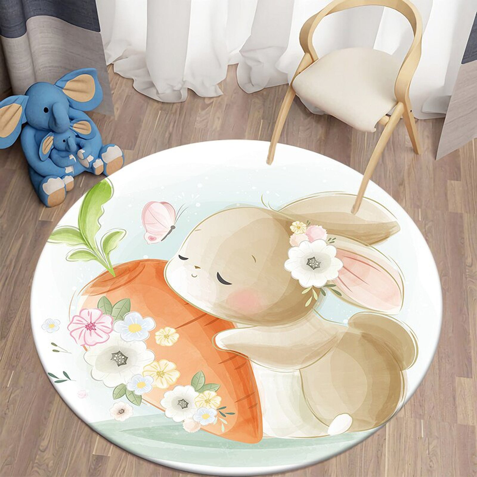 Nursery Animal Printed Cartoon Round Carpet - Dosylane