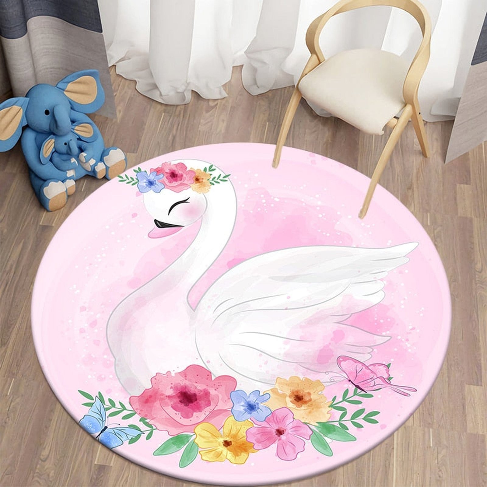 Nursery Animal Printed Cartoon Round Carpet - Dosylane