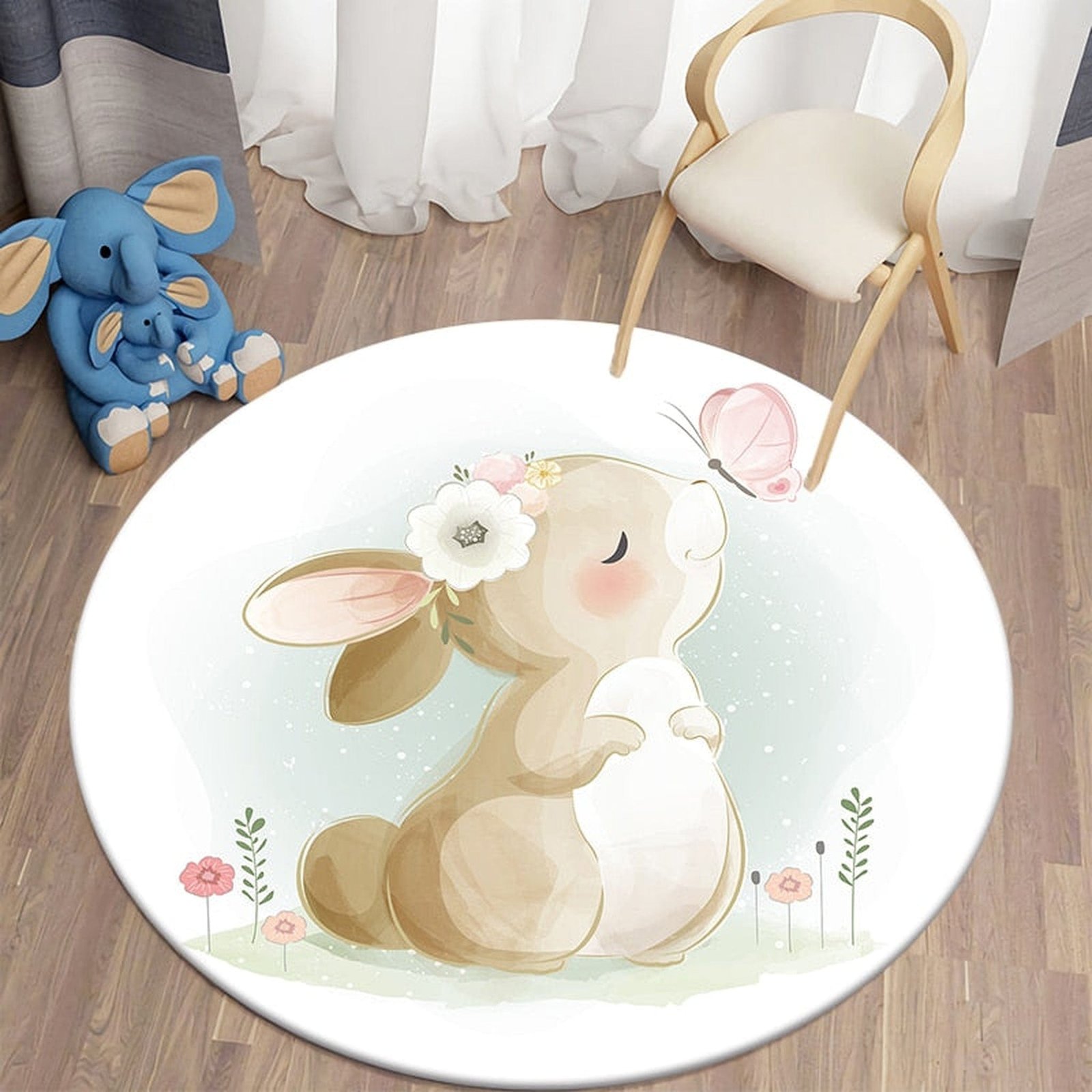 Nursery Animal Printed Cartoon Round Carpet - Dosylane