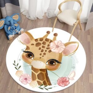Nursery Animal Printed Cartoon Round Carpet - Dosylane