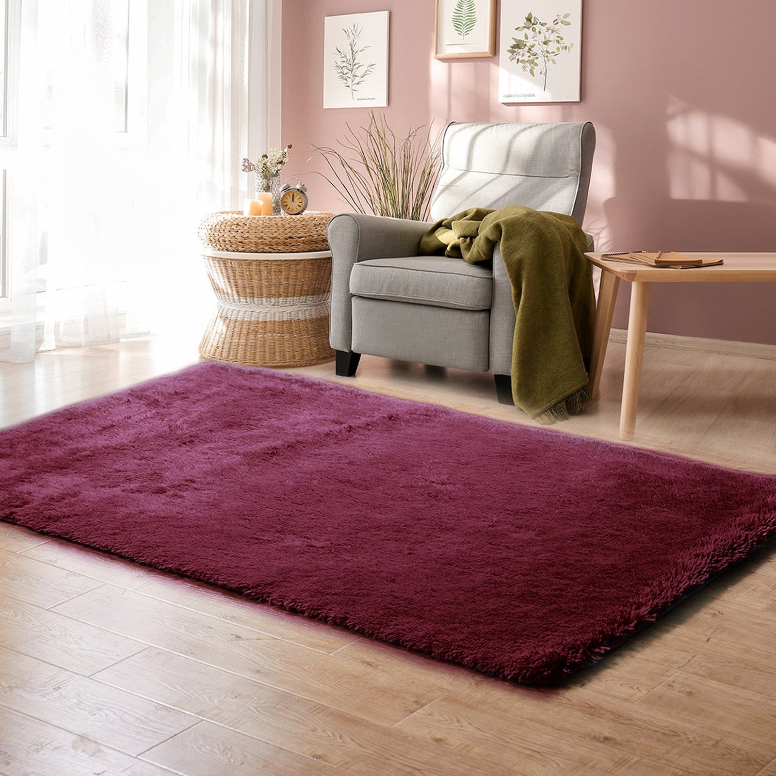 Nursery Soft Shag Rug 200x230cm - Burgundy - Dosylane