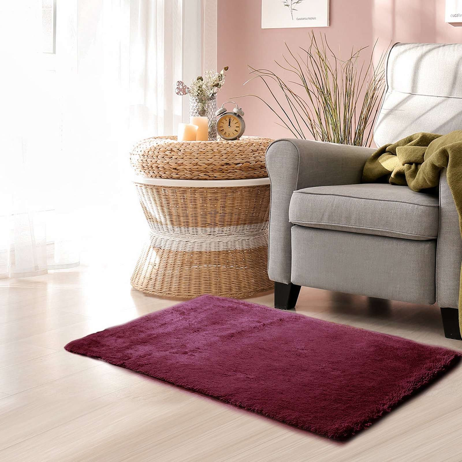 Nursery Soft Shag Rug 80x120cm - Burgundy - Dosylane