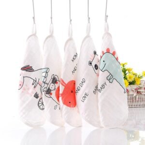 Organic Cotton Muslin Square Baby Face Cloth 5 Pack - Animal - Dosylane