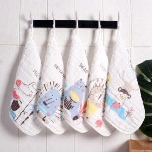 Organic Cotton Muslin Square Baby Face Cloth 5 Pack - Pattern - Dosylane