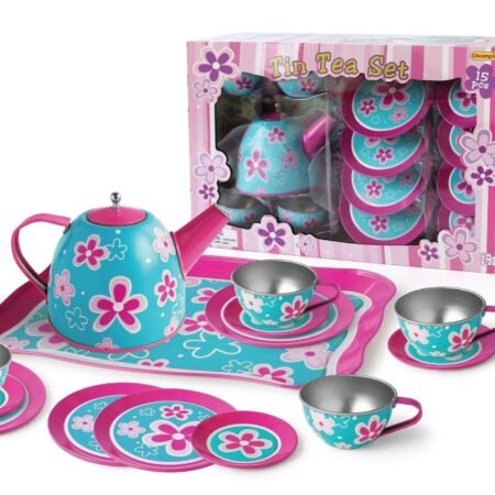 PINK FLOWER TIN TEA SET 15PCS - Dosylane