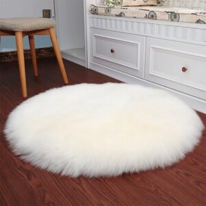 Plush Round Faux Sheepskin Rug - Dosylane