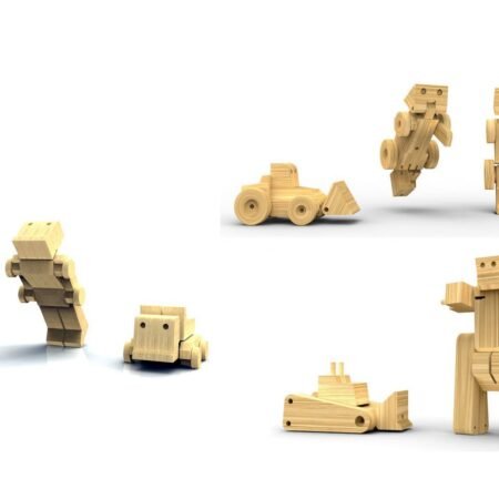 PRICE FOR 3 ASSORTED MIXED WOODEN TRANSFORMERS SMALL - Dosylane