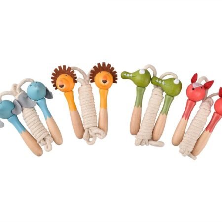 PRICE FOR 4 WOODEN SKIPPING ROPE JUNGLE ANIMAL - Dosylane