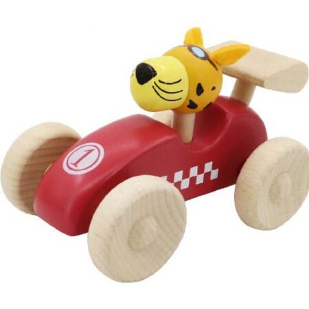 RETRO MD RACING CAR WITH CUTE LEOPARD DRIVER RED - Dosylane
