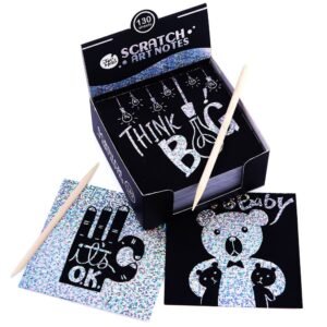 SCRATCH ART NOTES SILVER SHINING 130pcs - Dosylane