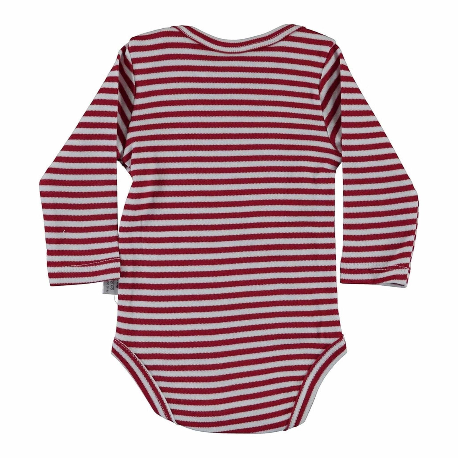 Stripe Baby Long Sleeve Romper - Red - Dosylane