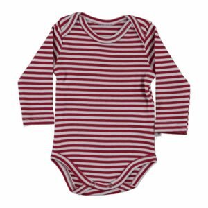 Stripe Baby Long Sleeve Romper - Red - Dosylane