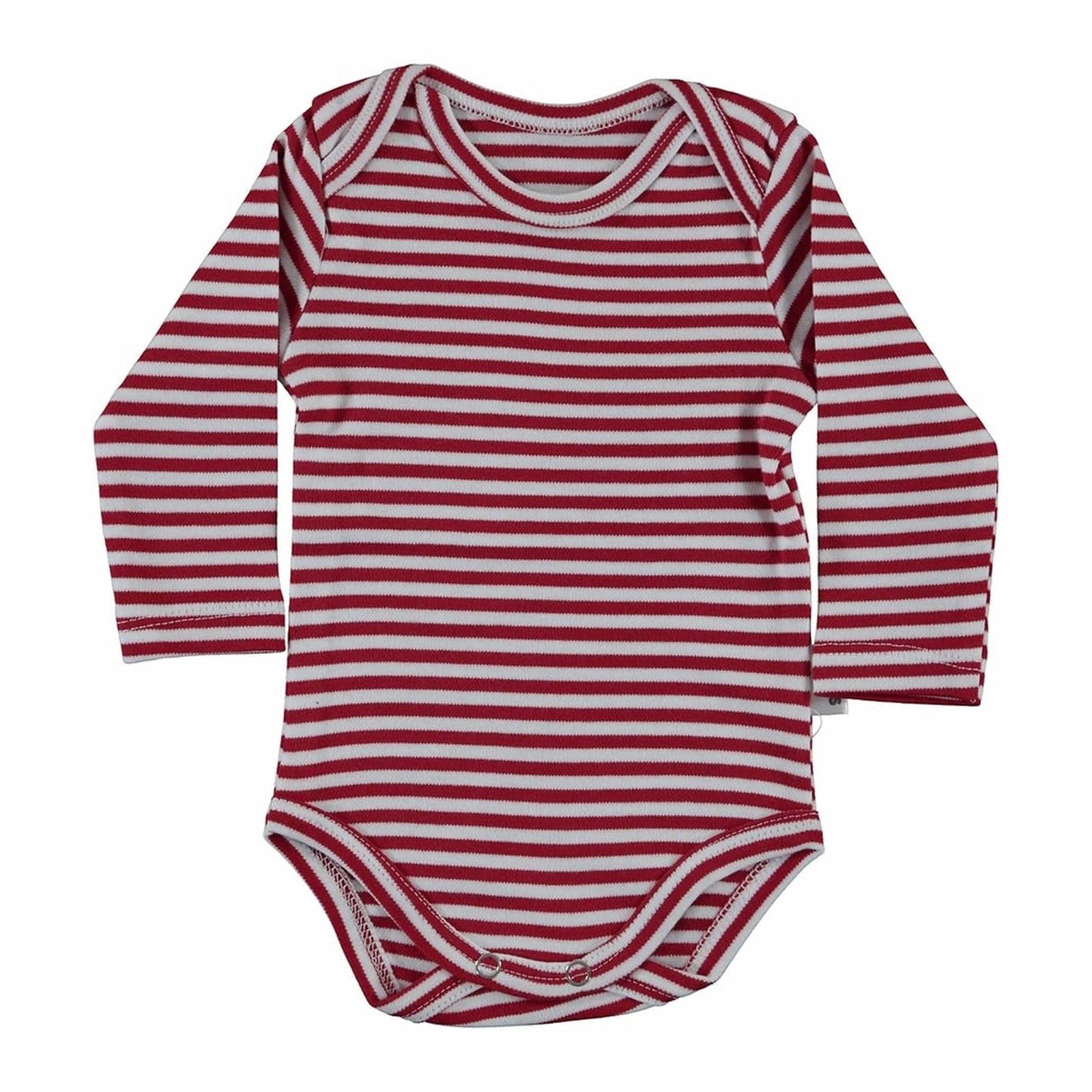 Stripe Baby Long Sleeve Romper - Red - Dosylane