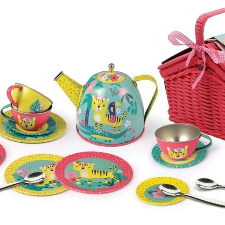 TIGER TIN TEA SET IN PICNIC BASKET 18PCS - Dosylane