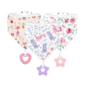 Waterproof Bandana Drool Bibs With Teething Toys 3 Packs - Dosylane