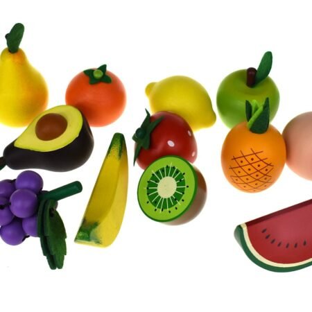 WOODEN FRUITS 12PCS SET WITH WOODEN CRATE - Dosylane