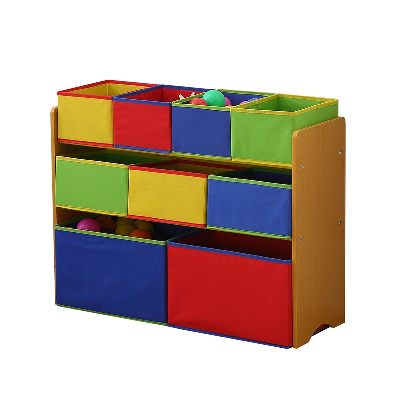 Wooden Kids Toy Box 3 Tier Storage Rack Organiser - Dosylane