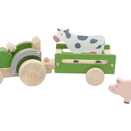 WOODEN TRACTOR WITH FARM ANIMAL - Dosylane
