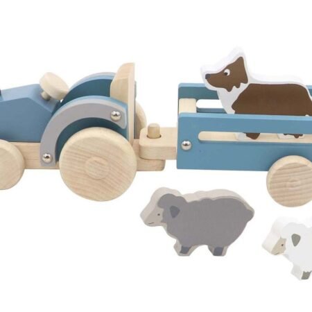 WOODEN TRACTOR WITH SHEEP DOG - Dosylane