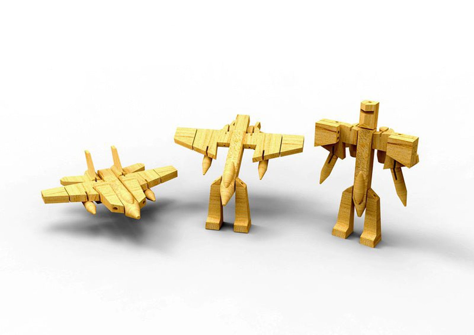 WOODEN TRANSFORMER LARGE - FIGHTER JET - Dosylane