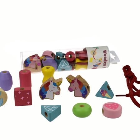 WOODEN UNICORN LACING BEAD SET IN TUBE - Dosylane