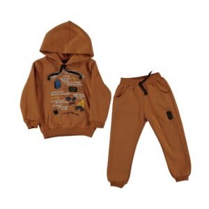 Young Explorer Boys Hoodie and Jogger Set - Brown - Dosylane